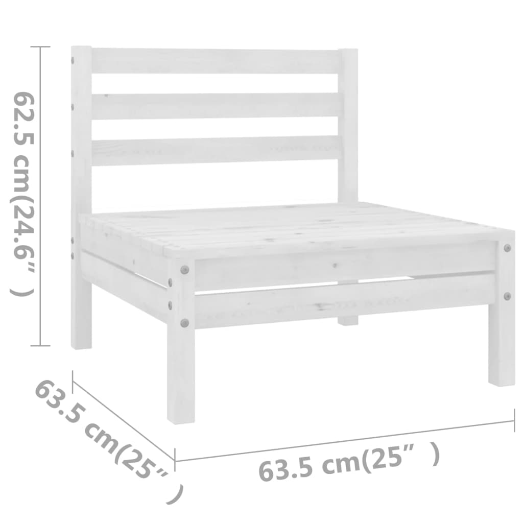11-tlg. Garten-Lounge-Set Weiss Massivholz Kiefer